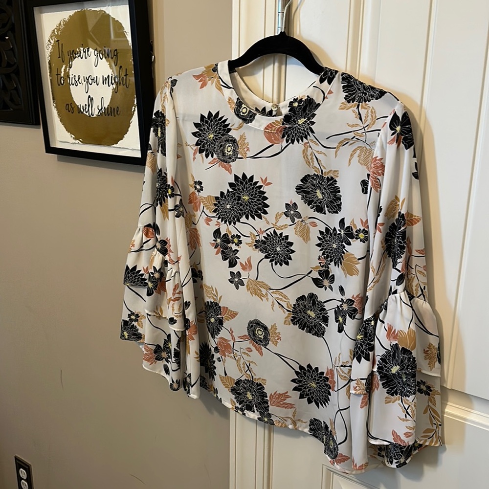 Ruffle Bell-Sleeve Blouse